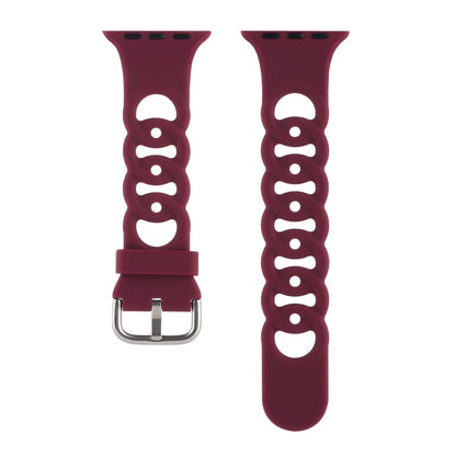 Rynx | Hollow Silicone Watch Band for Apple Watch Series 9&8&7 41mm / SE 3&SE 2&6&SE&5&4 40mm / 3&2&1 38mm (Wine Red)