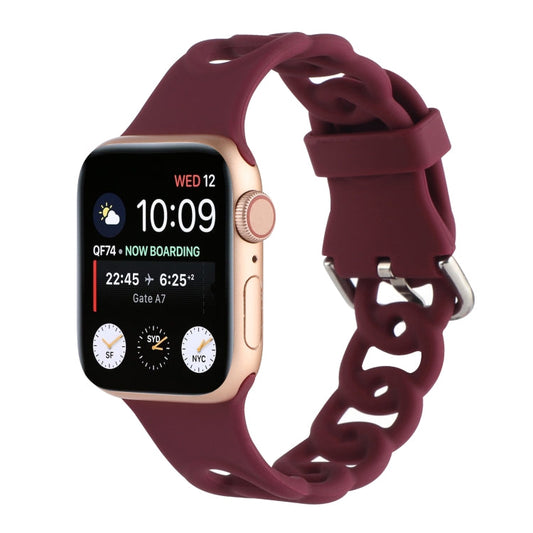 Rynx | Hollow Silicone Watch Band for Apple Watch Series 9&8&7 41mm / SE 3&SE 2&6&SE&5&4 40mm / 3&2&1 38mm (Wine Red)