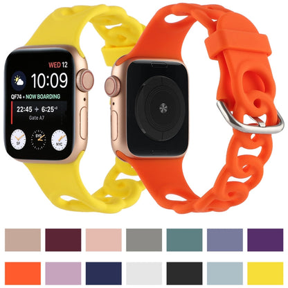 Rynx | Hollow silicone watch strap for Apple Watch Series 9&8&7 41mm / SE 3&SE 2&6&SE&5&4 40mm / 3&2&1 38mm (Yellow)