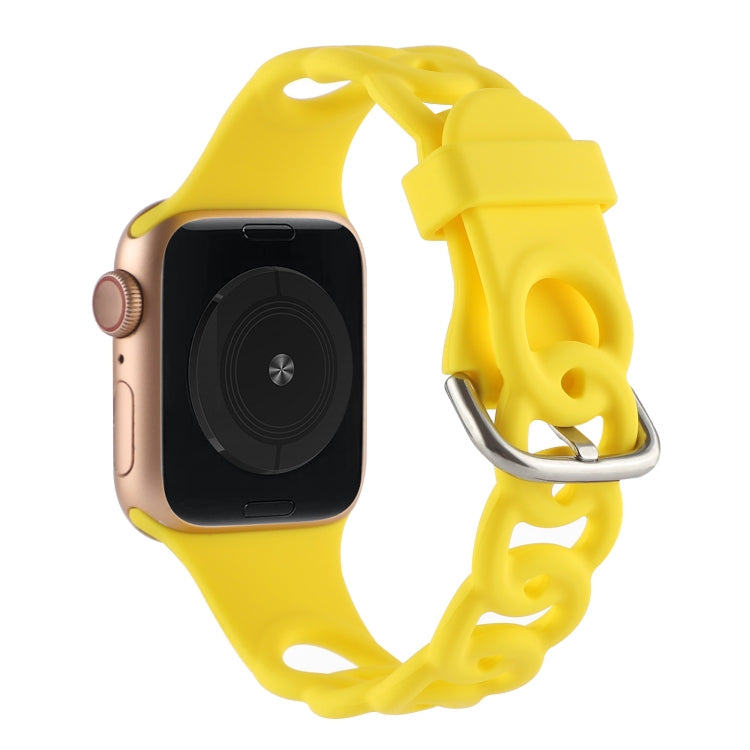 Rynx | Hollow Silicone Watch Band for Apple Watch Ultra 49mm & Watch Ultra 2 49mm / Series 9 & 8 & 7 45mm / SE 3 & SE 2 & 6 & SE & 5 & 4 44mm / 3 & 2 & 1 42mm (Yellow)