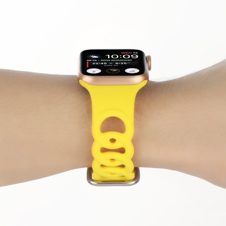 Rynx | Hollow Silicone Watch Band for Apple Watch Ultra 49mm & Watch Ultra 2 49mm / Series 9 & 8 & 7 45mm / SE 3 & SE 2 & 6 & SE & 5 & 4 44mm / 3 & 2 & 1 42mm (Yellow)