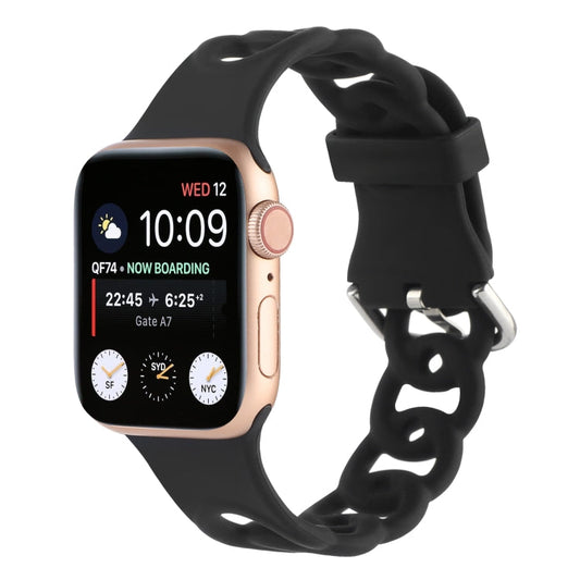 Rynx | Hollow Silicone Watch Band for Apple Watch Ultra 49mm & Watch Ultra 2 49mm / Series 9 & 8 & 7 45mm / SE 3 & SE 2 & 6 & SE & 5 & 4 44mm / 3 & 2 & 1 42mm (Black)