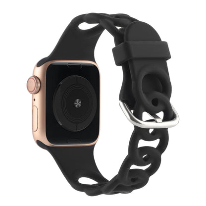Rynx | Hollow Silicone Watch Band for Apple Watch Ultra 49mm & Watch Ultra 2 49mm / Series 9 & 8 & 7 45mm / SE 3 & SE 2 & 6 & SE & 5 & 4 44mm / 3 & 2 & 1 42mm (Black)