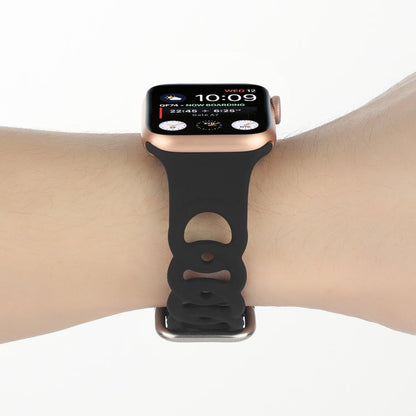 Rynx | Hollow Silicone Watch Band for Apple Watch Ultra 49mm & Watch Ultra 2 49mm / Series 9 & 8 & 7 45mm / SE 3 & SE 2 & 6 & SE & 5 & 4 44mm / 3 & 2 & 1 42mm (Black)