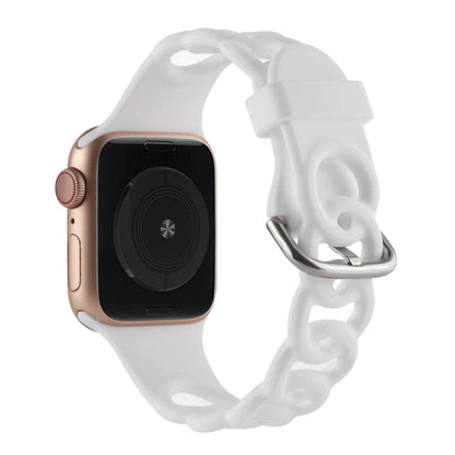 Rynx | Hollow Silicone Watch Band for Apple Watch Ultra 49 mm & Watch Ultra 2 49 mm / Series 9 & 8 & 7 45 mm / SE 3 & SE 2 & 6 & SE & 5 & 4 44 mm / 3 & 2 & 1 42 mm (White)