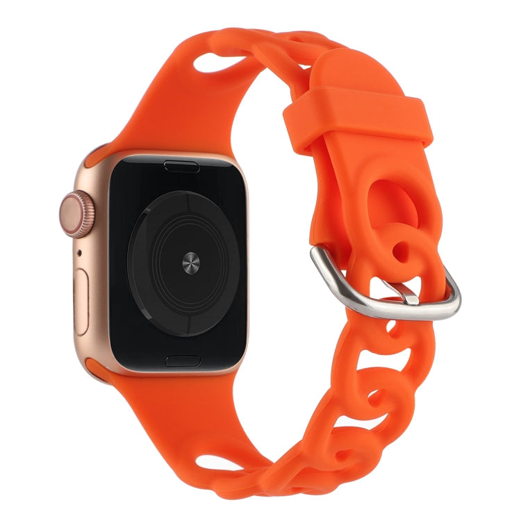 Rynx | Hollow silicone watch band for Apple Watch Ultra 49mm & Watch Ultra 2 49mm / Series 9 & 8 & 7 45mm / SE 3 & SE 2 & 6 & SE & 5 & 4 44mm / 3 & 2 & 1 42mm (Orange)