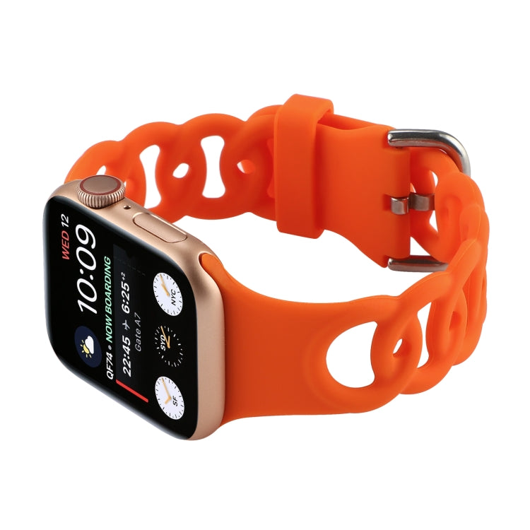 Rynx | Hollow silicone watch band for Apple Watch Ultra 49mm & Watch Ultra 2 49mm / Series 9 & 8 & 7 45mm / SE 3 & SE 2 & 6 & SE & 5 & 4 44mm / 3 & 2 & 1 42mm (Orange)