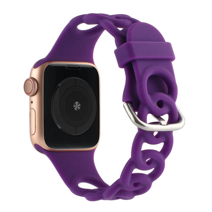 Rynx | Hollow Silicone Watch Band for Apple Watch Ultra 49mm & Watch Ultra 2 49mm / Series 9 & 8 & 7 45mm / SE 3 & SE 2 & 6 & SE & 5 & 4 44mm / 3 & 2 & 1 42mm (Dark Purple)