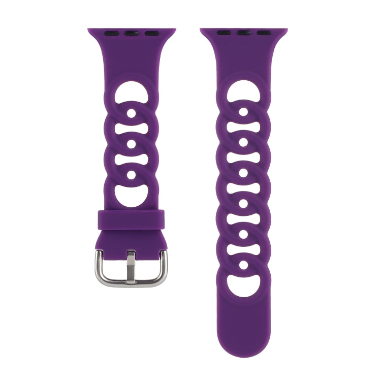 Rynx | Hollow Silicone Watch Band for Apple Watch Ultra 49mm & Watch Ultra 2 49mm / Series 9 & 8 & 7 45mm / SE 3 & SE 2 & 6 & SE & 5 & 4 44mm / 3 & 2 & 1 42mm (Dark Purple)