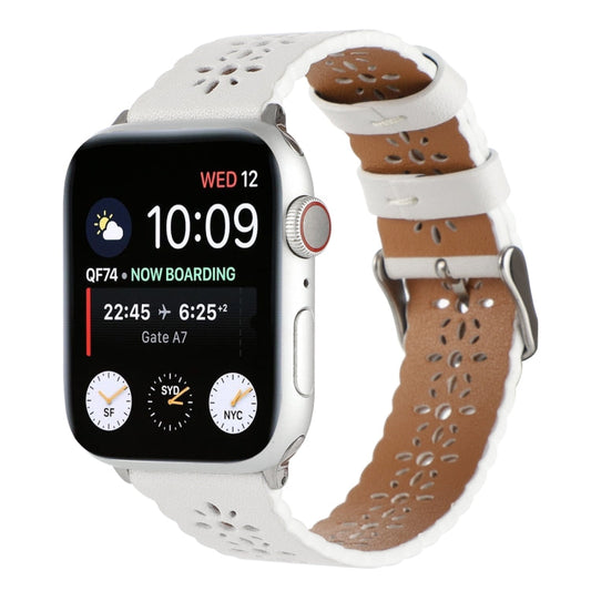 Rynx | Hollow Genuine Leather Bracelet For Apple Watch Series 9&8&7 41mm / SE 3&SE 2&6&SE&5&4 40mm / 3&2&1 38mm(White)