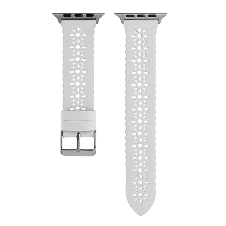 Rynx | Hollow Genuine Leather Bracelet For Apple Watch Series 9&8&7 41mm / SE 3&SE 2&6&SE&5&4 40mm / 3&2&1 38mm(White)