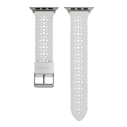 Rynx | Hollow Genuine Leather Bracelet For Apple Watch Series 9&8&7 41mm / SE 3&SE 2&6&SE&5&4 40mm / 3&2&1 38mm(White)