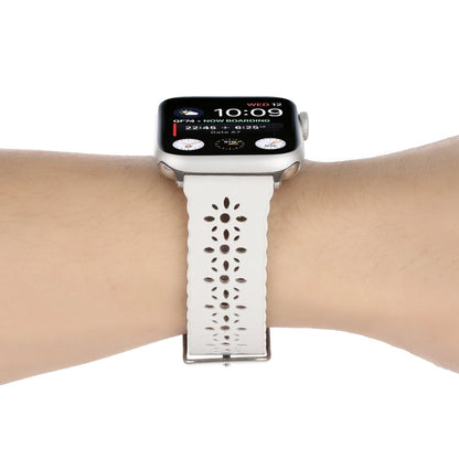 Rynx | Hollow Genuine Leather Bracelet For Apple Watch Series 9&8&7 41mm / SE 3&SE 2&6&SE&5&4 40mm / 3&2&1 38mm(White)