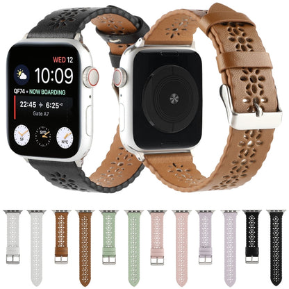 Rynx | Hollow Genuine Leather Bracelet For Apple Watch Series 9&8&7 41mm / SE 3&SE 2&6&SE&5&4 40mm / 3&2&1 38mm(White)