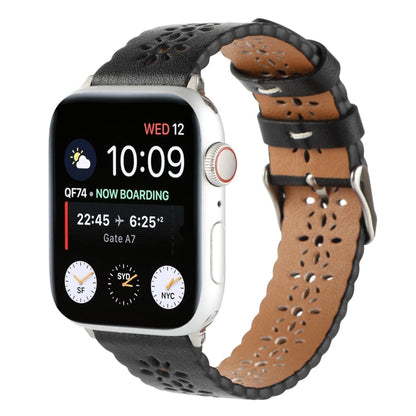 Rynx | Hollow Genuine Leather Bracelet for Apple Watch Ultra 49mm & Watch Ultra 2 49mm / Series 9 & 8 & 7 45mm / SE 3 & SE 2 & 6 & SE & 5 & 4 44mm / 3 & 2 & 1 42mm (Black)