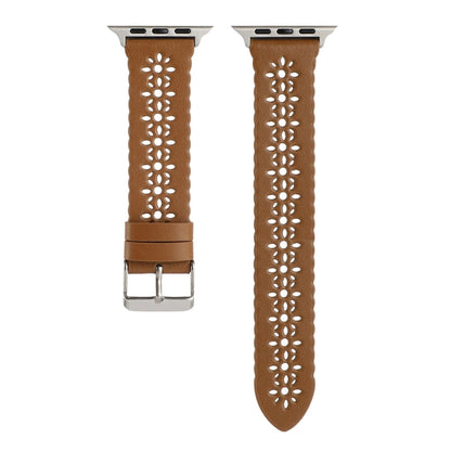 Rynx | Hollow Genuine Leather Watch Band for Apple Watch Ultra 49mm & Watch Ultra 2 49mm / Series 9 & 8 & 7 45mm / SE 3 & SE 2 & 6 & SE & 5 & 4 44mm / 3 & 2 & 1 42mm (Brown)