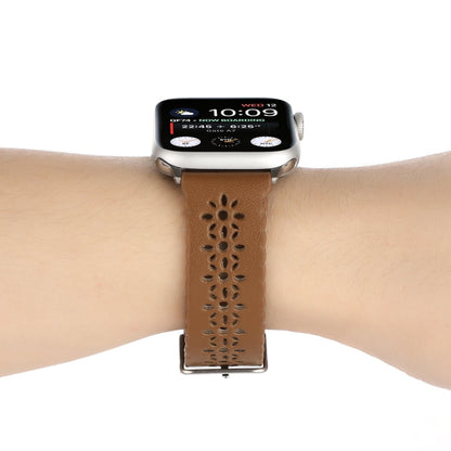 Rynx | Hollow Genuine Leather Watch Band for Apple Watch Ultra 49mm & Watch Ultra 2 49mm / Series 9 & 8 & 7 45mm / SE 3 & SE 2 & 6 & SE & 5 & 4 44mm / 3 & 2 & 1 42mm (Brown)
