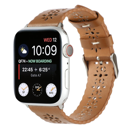 Rynx | Hollow Genuine Leather Watch Band for Apple Watch Ultra 49mm & Watch Ultra 2 49mm / Series 9 & 8 & 7 45mm / SE 3 & SE 2 & 6 & SE & 5 & 4 44mm / 3 & 2 & 1 42mm (Brown)