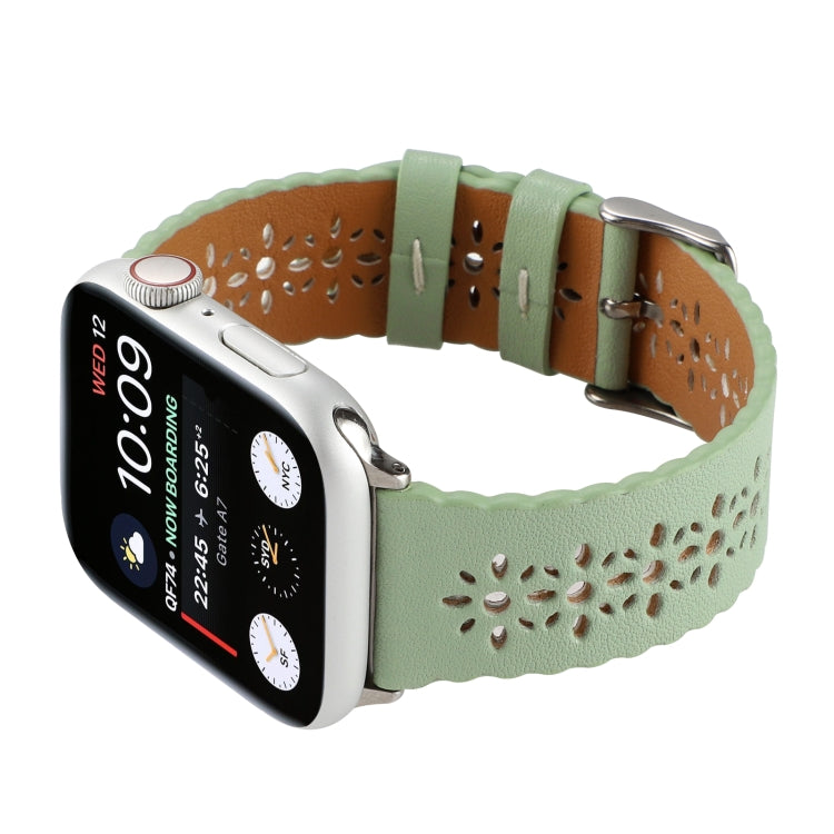 Rynx | Hollow Genuine Leather Watch Band for Apple Watch Ultra 49mm & Watch Ultra 2 49mm / Series 9 & 8 & 7 45mm / SE 3 & SE 2 & 6 & SE & 5 & 4 44mm / 3 & 2 & 1 42mm (Green)