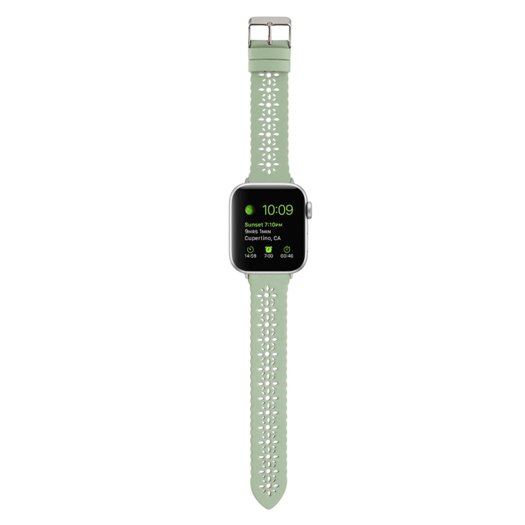 Rynx | Hollow Genuine Leather Watch Band for Apple Watch Ultra 49mm & Watch Ultra 2 49mm / Series 9 & 8 & 7 45mm / SE 3 & SE 2 & 6 & SE & 5 & 4 44mm / 3 & 2 & 1 42mm (Green)