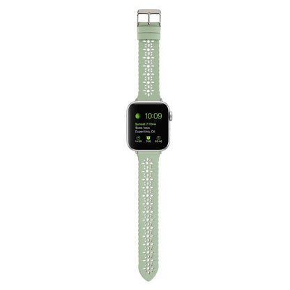 Rynx | Hollow Genuine Leather Watch Band for Apple Watch Ultra 49mm & Watch Ultra 2 49mm / Series 9 & 8 & 7 45mm / SE 3 & SE 2 & 6 & SE & 5 & 4 44mm / 3 & 2 & 1 42mm (Green)