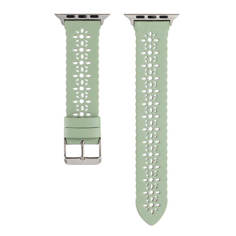 Rynx | Hollow Genuine Leather Watch Band for Apple Watch Ultra 49mm & Watch Ultra 2 49mm / Series 9 & 8 & 7 45mm / SE 3 & SE 2 & 6 & SE & 5 & 4 44mm / 3 & 2 & 1 42mm (Green)