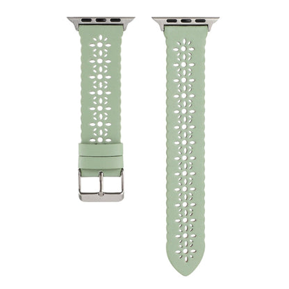 Rynx | Hollow Genuine Leather Watch Band for Apple Watch Ultra 49mm & Watch Ultra 2 49mm / Series 9 & 8 & 7 45mm / SE 3 & SE 2 & 6 & SE & 5 & 4 44mm / 3 & 2 & 1 42mm (Green)