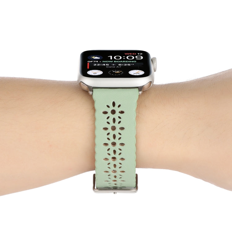 Rynx | Hollow Genuine Leather Watch Band for Apple Watch Ultra 49mm & Watch Ultra 2 49mm / Series 9 & 8 & 7 45mm / SE 3 & SE 2 & 6 & SE & 5 & 4 44mm / 3 & 2 & 1 42mm (Green)