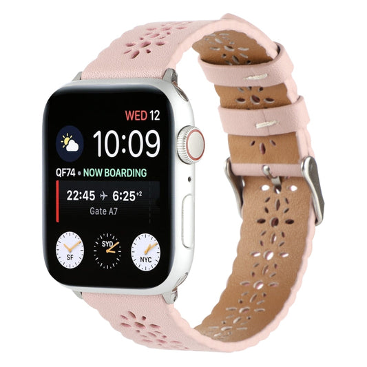 Rynx | Hollow Genuine Leather Watch Band for Apple Watch Ultra 49mm & Watch Ultra 2 49mm / Series 9 & 8 & 7 45mm / SE 3 & SE 2 & 6 & SE & 5 & 4 44mm / 3 & 2 & 1 42mm (Pink)