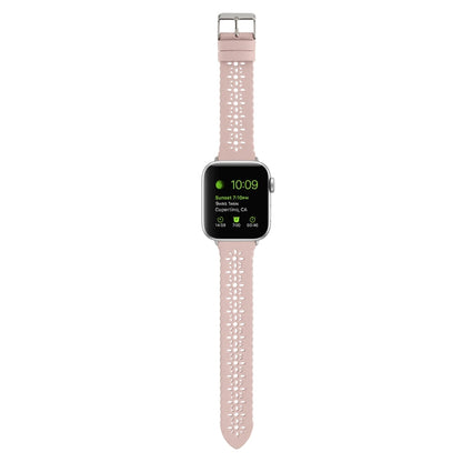 Rynx | Hollow Genuine Leather Watch Band for Apple Watch Ultra 49mm & Watch Ultra 2 49mm / Series 9 & 8 & 7 45mm / SE 3 & SE 2 & 6 & SE & 5 & 4 44mm / 3 & 2 & 1 42mm (Pink)