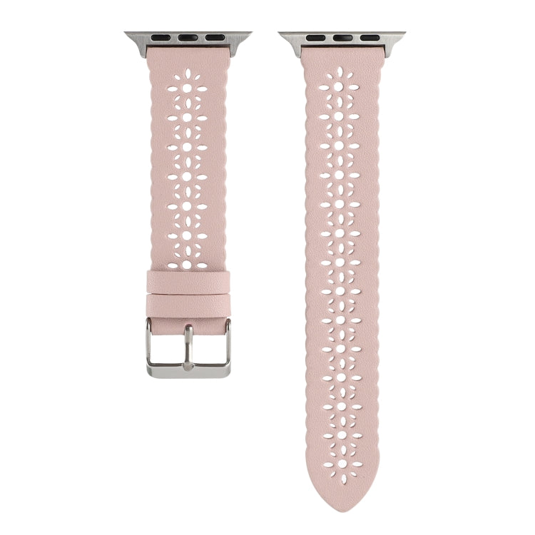 Rynx | Hollow Genuine Leather Watch Band for Apple Watch Ultra 49mm & Watch Ultra 2 49mm / Series 9 & 8 & 7 45mm / SE 3 & SE 2 & 6 & SE & 5 & 4 44mm / 3 & 2 & 1 42mm (Pink)