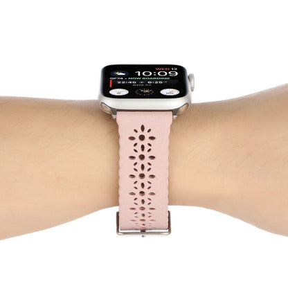 Rynx | Hollow Genuine Leather Watch Band for Apple Watch Ultra 49mm & Watch Ultra 2 49mm / Series 9 & 8 & 7 45mm / SE 3 & SE 2 & 6 & SE & 5 & 4 44mm / 3 & 2 & 1 42mm (Pink)