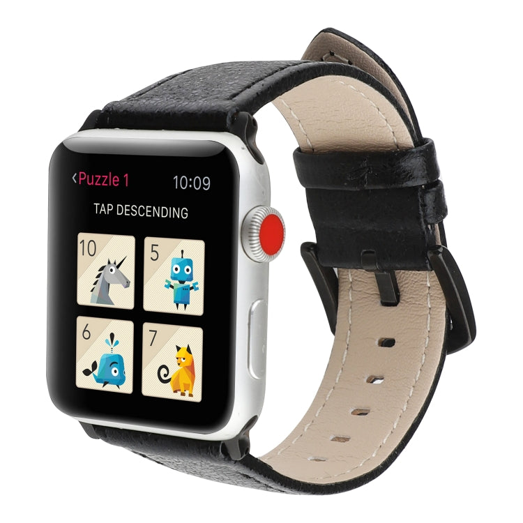 Rynx | Glitter Genuine Leather Watch Band For Apple Watch Series 9&8&7 41mm / SE 3&SE 2&6&SE&5&4 40mm / 3&2&1 38mm (Black)
