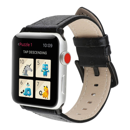 Rynx | Glitter Genuine Leather Watch Band For Apple Watch Series 9&8&7 41mm / SE 3&SE 2&6&SE&5&4 40mm / 3&2&1 38mm (Black)