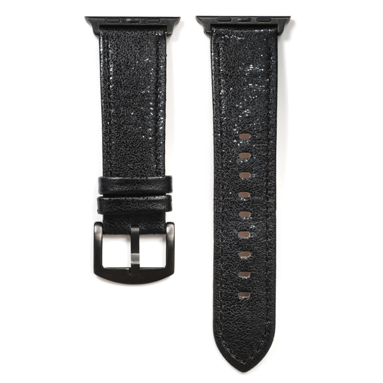 Rynx | Glitter Genuine Leather Watch Band For Apple Watch Series 9&8&7 41mm / SE 3&SE 2&6&SE&5&4 40mm / 3&2&1 38mm (Black)