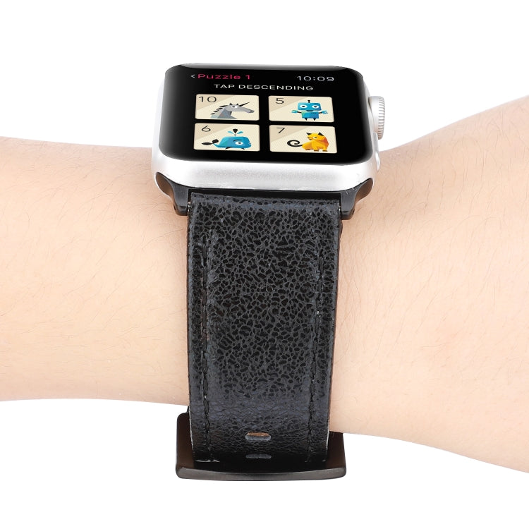 Rynx | Glitter Genuine Leather Watch Band For Apple Watch Series 9&8&7 41mm / SE 3&SE 2&6&SE&5&4 40mm / 3&2&1 38mm (Black)