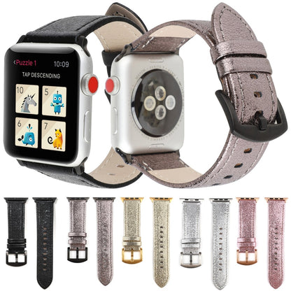 Rynx | Glitter Genuine Leather Watch Band For Apple Watch Series 9&8&7 41mm / SE 3&SE 2&6&SE&5&4 40mm / 3&2&1 38mm (Black)