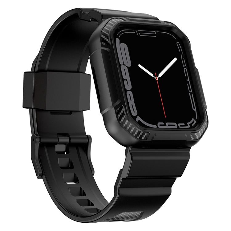 Rynx | Integrated carbon fiber pattern silicone watch band for Apple Watch Series 9&8&7 41mm / SE 3&SE 2&6&SE&5&4 40mm / 3&2&1 38mm (Black)