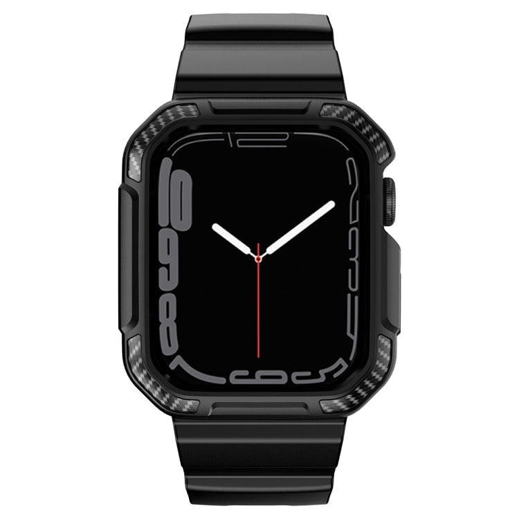 Rynx | Integrated carbon fiber pattern silicone watch band for Apple Watch Series 9&8&7 41mm / SE 3&SE 2&6&SE&5&4 40mm / 3&2&1 38mm (Black)