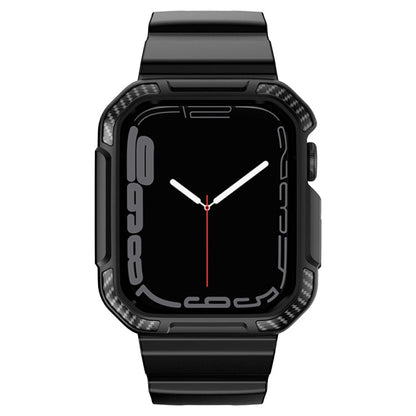 Rynx | Integrated carbon fiber pattern silicone watch band for Apple Watch Series 9&8&7 41mm / SE 3&SE 2&6&SE&5&4 40mm / 3&2&1 38mm (Black)