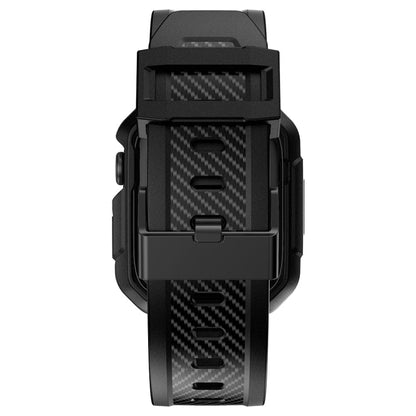 Rynx | Integrated carbon fiber pattern silicone watch band for Apple Watch Series 9&8&7 41mm / SE 3&SE 2&6&SE&5&4 40mm / 3&2&1 38mm (Black)