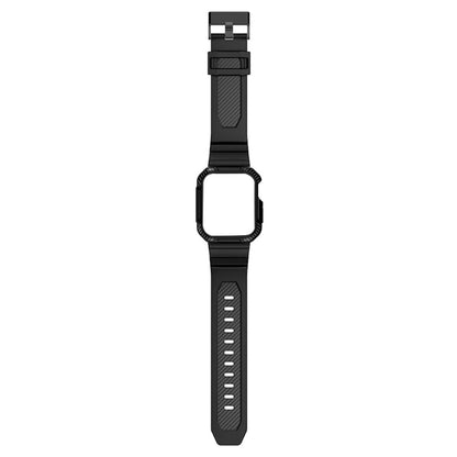 Rynx | Integrated carbon fiber pattern silicone watch band for Apple Watch Series 9&8&7 41mm / SE 3&SE 2&6&SE&5&4 40mm / 3&2&1 38mm (Black)