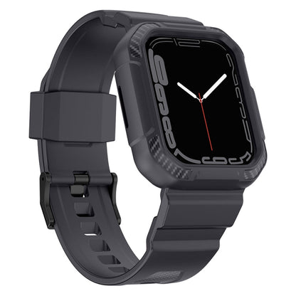 Rynx | Integrated Carbon Fiber Pattern Silicone Watch Band for Apple Watch Series 9&8&7 41mm / SE 3&SE 2&6&SE&5&4 40mm / 3&2&1 38mm (Gray)