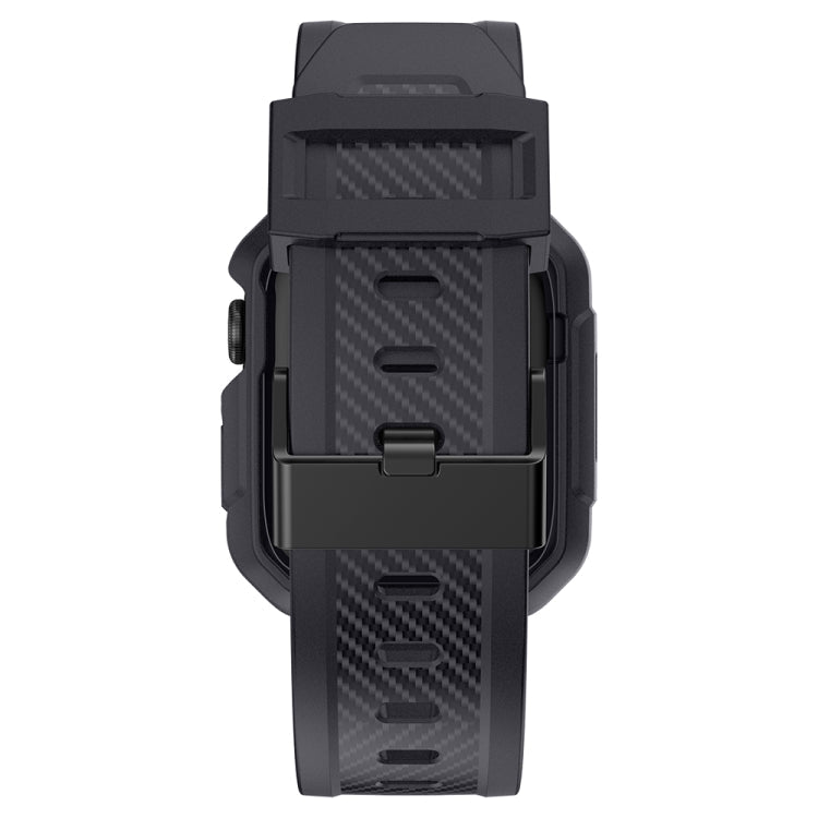 Rynx | Integrated Carbon Fiber Pattern Silicone Watch Band for Apple Watch Series 9&8&7 41mm / SE 3&SE 2&6&SE&5&4 40mm / 3&2&1 38mm (Gray)