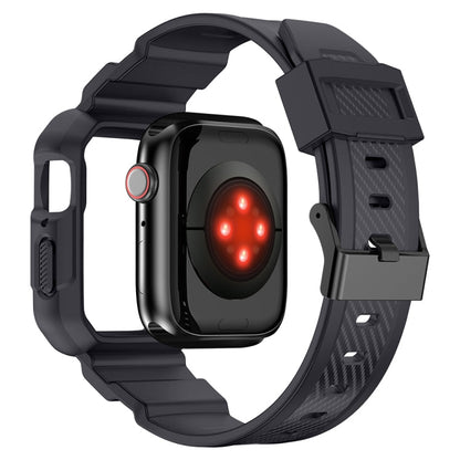 Rynx | Integrated Carbon Fiber Pattern Silicone Watch Band for Apple Watch Series 9&8&7 41mm / SE 3&SE 2&6&SE&5&4 40mm / 3&2&1 38mm (Gray)