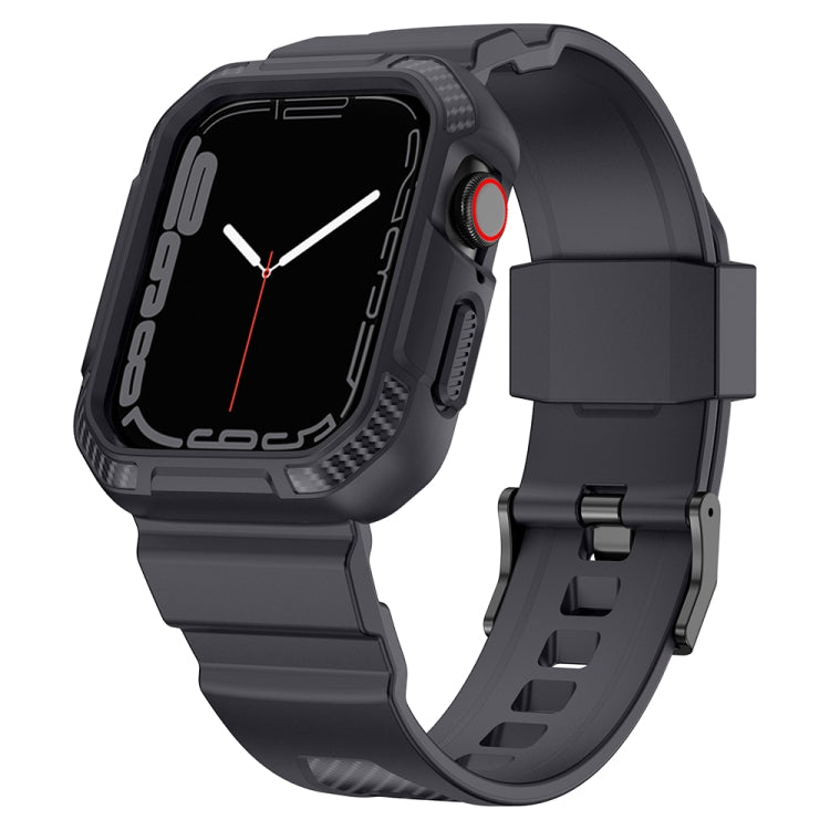 Rynx | Integrated Carbon Fiber Pattern Silicone Watch Band for Apple Watch Series 9&8&7 41mm / SE 3&SE 2&6&SE&5&4 40mm / 3&2&1 38mm (Gray)