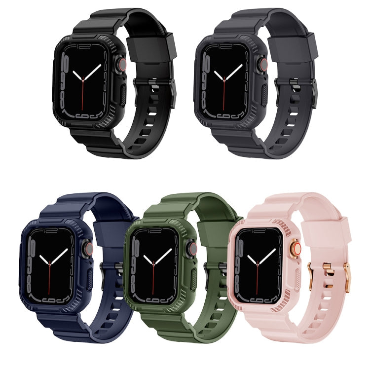 Rynx | Integrated carbon fiber pattern silicone watch band for Apple Watch Series 9&8&7 41mm / SE 3&SE 2&6&SE&5&4 40mm / 3&2&1 38mm (Black)