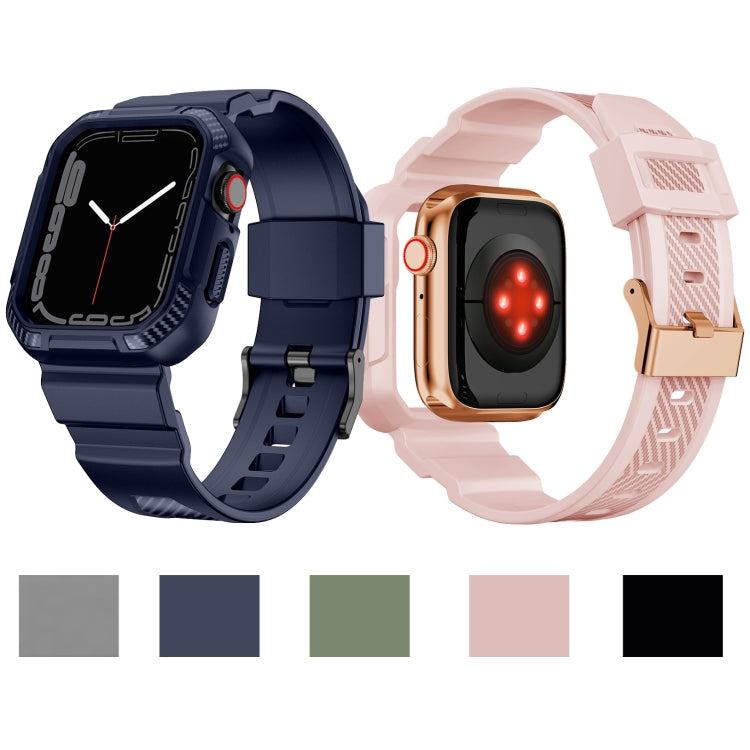 Rynx | Integrated carbon fiber pattern silicone watch band for Apple Watch Series 9&8&7 41mm / SE 3&SE 2&6&SE&5&4 40mm / 3&2&1 38mm (Black)