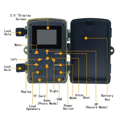 Rynx | PR3000 2 Inch LCD Screen Infrared Night Vision Wildlife Hunting Trail Camera