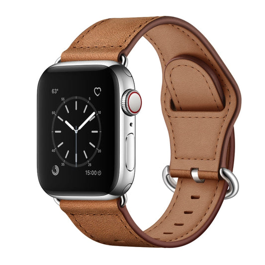 Rynx | Genuine Leather Bracelet for Apple Watch Ultra 49mm & Watch Ultra 2 49mm / Series 9 & 8 & 7 45mm / SE 3 & SE 2 & 6 & SE & 5 & 4 44mm / 3 & 2 & 1 42mm (Red-Brown Crazy Horse Texture)